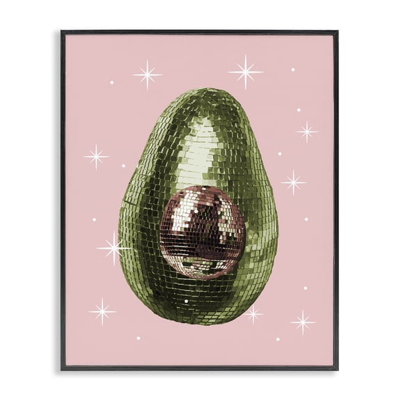 Stupell Industries Luminous Disco Avocado Food & Beverage Painting Black Framed Art Print Wall Art, 11 x 14