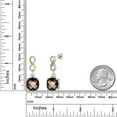 thumbnail image 6 of Gem Stone King 925 Silver and 10K Yellow Gold Brown Smoky Quartz and Moissanite and White Lab Grown Diamond Dangle Earrings for Women | 12.72 Cttw | Gemstone Birthstone | Cushion Checkerboard 12MM, 6 of 6