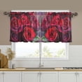 thumbnail image 2 of Wobogo Deep Red Roses Kitchen Curtains 2 Piece Set Symmetrical Design Light Filtering Small Window Drapes Suitable for Bathroom Laundry Room and RV 57x36in, 2 of 9
