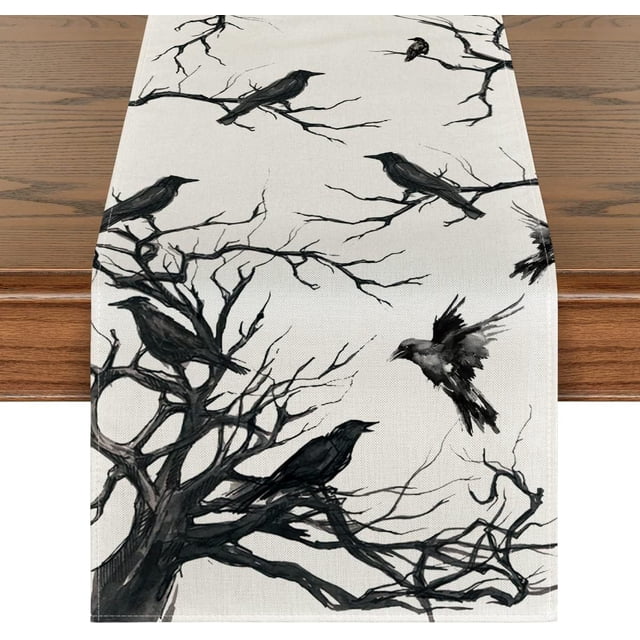 Camino de mesa de Halloween Camino de mesa decorativo, mantel rectangular con borla, mantel bordado, camino de mesa de lujo para mesa 33*183cm/100g