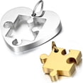 thumbnail image 2 of Collar con colgante de rompecabezas de corazón de amor para parejas de acero inoxidable de 2 piezas para el día de San Valentín, 2 of 4