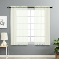 Kate Aurora Rod Pocket Sheer Curtains Ivory, 52” x 45” (2 Panels)