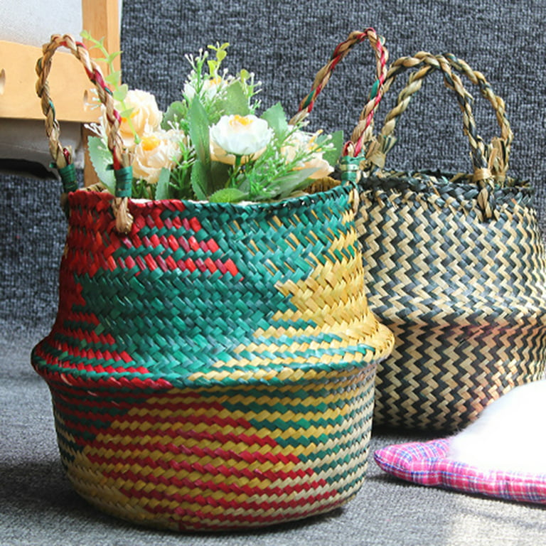 Cheer.US Straw Plant Basket - Hand Woven Belly Basket with Handles, Extra  Large Storage Laundry, Picnic, Plant Pot Cover, Home Decor and Woven Straw  Beach Bag-8.66''/10.6''/12.6''/14.9'' 