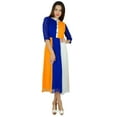 thumbnail image 6 of Bimba Womens Classic Mandarin Collar Shift Dress Tricolor Midi Summer Dress, 6 of 8