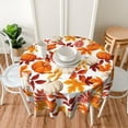 thumbnail image 3 of Fall Tablecloth 60 Inch Round Rustic Thanksgiving Pumpkin Maple Leaves Tablecloths Fabric Farmhouse Autumn Table Cloth Decorative for Picnic Party Holiday Home Indoor Outdoor, 3 of 5