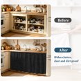 thumbnail image 3 of Minimalist Solid Color Under Sink Curtain for Closet, Privacy Short Cabinet Curtains, Abstract Woven Texture Vintage Black Self Adhesive RV/Open Cabinet Skirt Adds Bathroom Storage 11"x13", 3 of 8