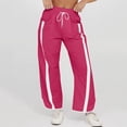 thumbnail image 2 of Wide Leg Sweatpants Womens High Waist Baggy Striped Sweat Pants Loose Stretch Casual Drawstring Pants With Pockets, 2 of 9