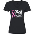 thumbnail image 3 of Inktastic Fight Breast Cancer Pink Ribbon Women's V-Neck T-Shirt, 3 of 5