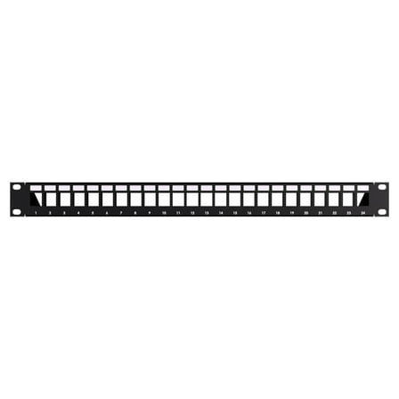 24-Port Modular Patch Panel,1U, Black, Shielded