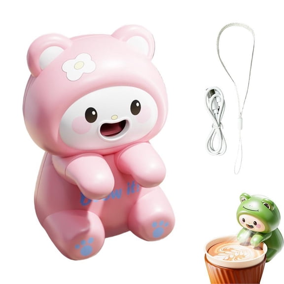 Mini Portable Fan, Rechargeable Battery Operated Desk Fan, Cartoon Animal Shape Quiet, Pink, 3.54 X 2.56 X 2.36 in