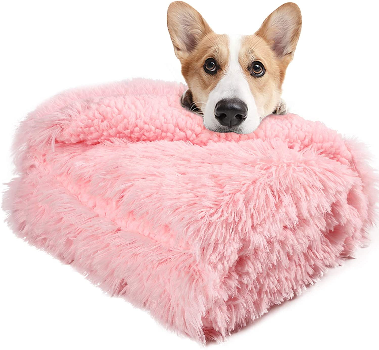 Lochas Fluffy Pet Blanket for Dogs Cats, Cozy Reversible Warm Fleece