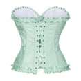 thumbnail image 3 of Stichou Women's Lace Up Corset Boned Floral Overbust Lingerie Bustier Bodyshaper Top Light Green M, 3 of 3