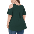thumbnail image 3 of CHUANK Women‘s Plus Size Cold Shoulder Tunic Top Summer Short Sleeve Blouse, 3 of 7