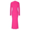 thumbnail image 4 of hotojiny Womens Maxi Dresses Slim Long Sleeve Bodycon Dress Casual Elegant Crewneck Club Party Pencil Dresses, 4 of 4