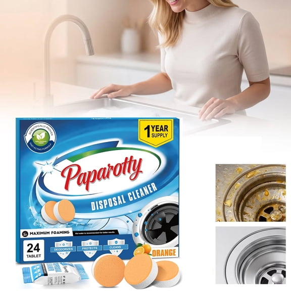 Garbage Disposal Cleaner and Deodorizer Tablets - 24 Pack, Powerful XXL Foaming Tablets, Citrus Scent Sink Cleaner and Deodorizer, Septic Safe Kitchen Drain Care, 1-Year Supply