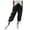 Black, variant on Women's Cotton Linen Drawstring Capri Pants, Loose Straight Leg Cropped Trousers with Pockets, Breathable Summer Casual Pants for Daily Workout Beach Wear Blackish Green S