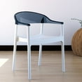 thumbnail image 6 of Luxury Commercial Living 32" White and Black Transparent Stackable Outdoor Patio Dining Arm Chair, 6 of 7