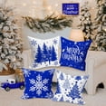 thumbnail image 4 of 20x20 Blue Christmas Pillow Covers Set of 4, Christmas Decorations Pillowcase, Winter Decorative Pillow Case, Merry Christmas Tree Cushion for Indoor Home Bedroom Sofa Xmas Couch Decor, 4 of 6
