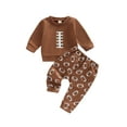 thumbnail image 1 of Bagilaanoe 2Pcs Toddler Baby Boy Long Pants Set Rugby Print Long Sleeve Sweatshirt Pullover Tops+ Trousers 6M 12M 18M 24M 3T Kids Casual Sweatsuit, 1 of 8
