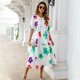 thumbnail image 5 of Puntoco Vestido Casual De Mujer Con Cuello Redondo Y Manga Corta Estampado Con Volantes Sueltos Vestido De Playa Con Mangas Abullonadas Vestido De Manga Corta Con Cuello Redondo Blanco Xxxl, 5 of 9
