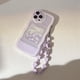thumbnail image 3 of Compatible con iPhone 13 Pro Funda con diseño de patrón floral de flor morada linda Estética Mujeres Adolescentes Niñas Funda protectora de lente de flor para iPhone 13, 3 of 5