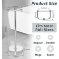 thumbnail image 3 of Toilet Paper Holder Stand, Post Pivoting Design Free Standing Toilet Paper Holder, SUS304 Stainless Steel Toilet Paper Roll Holder, Heavy Stable Base (Chrome), 3 of 12