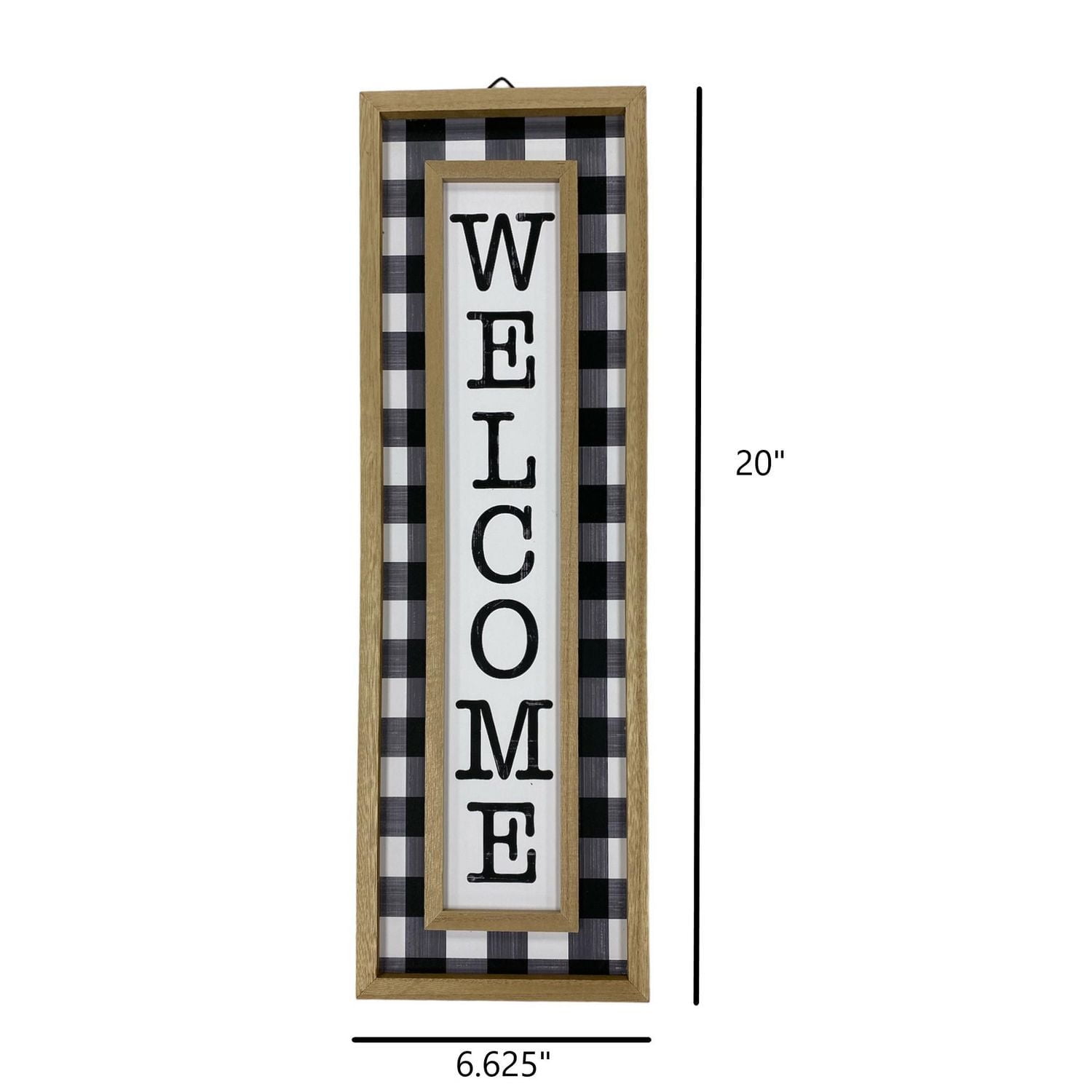 Way to Celebrate Harvest Black & White Plaid Vertical Welcome Sign