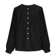 thumbnail image 6 of pstuiky Long Sleeve T Shirts for Women Trendy Crew Neck Solid Color Womens Blouses Formal Loose Fit Button Clothes Outfits Work Blouses for Women, 6 of 7