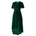 thumbnail image 3 of Fashion Women's Velvet Formal Holiday Party Gown Dress Short Sleeve, 3 of 9