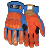 FF2930 Mechanics Gloves, Synthetic Leather Palm, Spandex Back, M, Beige/Blue