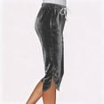 thumbnail image 4 of HongQid Women's Capri Elastic Waist Velour Loose Straight Leg Pants Casual Jogger with Pockets, 4 of 7
