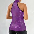 thumbnail image 5 of Laqbezok Chic Halter Criss Cross Sequin Tank Top, Women's Sparkly Sleeveless Party Camisole, Shiny Night Out Outfit, 5 of 7