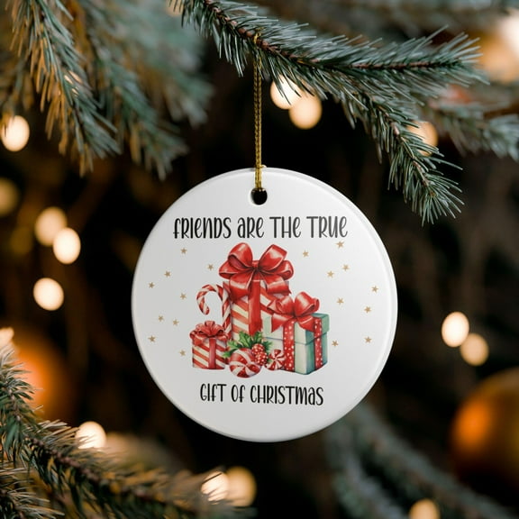 Best Friend Christmas Ceramic Ornament, Friends Gift Tree Decoration, Holiday Friendship Keepsake, Xmas Hanging Decor