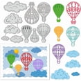 thumbnail image 1 of Kit de 10 troqueles metálicos con forma de nubes y globos aerostáticos para la creación de tarjetas y repujado de papel. Incluye plantillas y moldes., 1 of 9