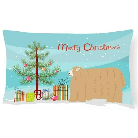 Carolines Treasures BB9338PW1216 Lincoln Longwool Sheep Christmas Canvas Fabric Decorative Pillow, Teal, 12H x16W,