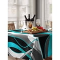 thumbnail image 6 of Aqua Stripe Table Cloth, Ombre Grey Moire Geometric Modern Abstract Waterproof Tablecloth for Rectangle Tables, Reusable Washable Fabric Table Cover for Restaurant Kitchen Dining Tables 60"x102", 6 of 6