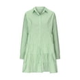thumbnail image 5 of VgaVtl Shirt Dress Woman Dresses $5.00 Green Long Sleeve Womens Midi Dresses Casual Striped Loose Lapel Dresses, 5 of 6