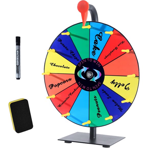 12 Inch Spin Wheel Prize Wheel with 12 Slots,Heavy Duty Base and Stand,Ideal for Carnival Events Home Parties and Tradeshows Engaging Spinning Wheel for Prizes Wheel of Fortune Spin the Wheel