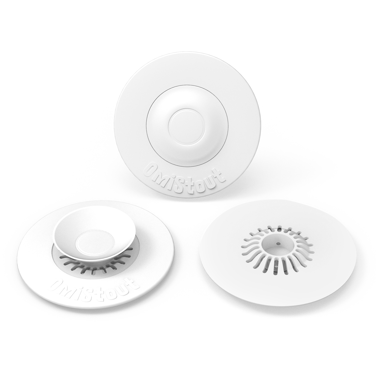 OmiStout Tub Stopper & Drain Hair Catcher, 2 in 1 Bathtub Drain Cover