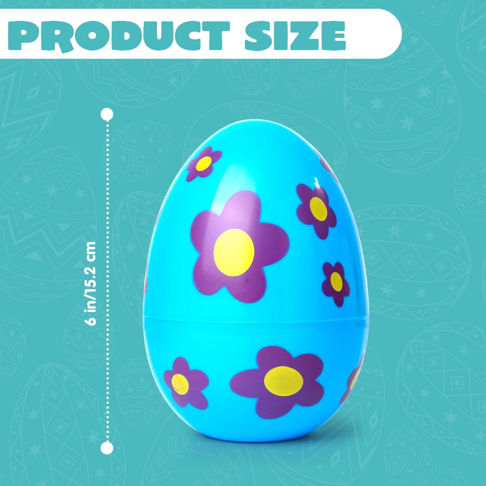 Joyfy 12 Pcs Large Printed Easter Eggs, 6" Jumbo Plastic Empty Fillable for Easter Egg Hunt, Basket Stuffers/Fillers, Filling Treats, Party Favors Supplies, Classroom Prizes
