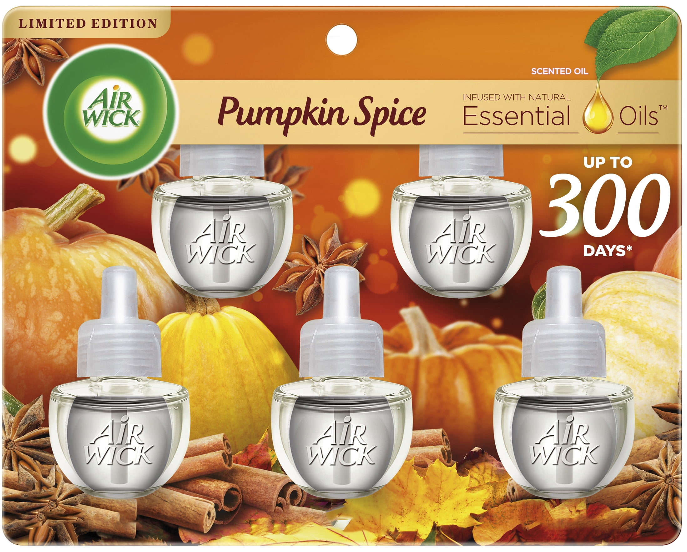 Air Wick Plug in Scented Oil Refill, 5 ct, Pumpkin Spice, Air Freshener
