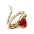 thumbnail image 2 of 7MM Heart Shape Wrap Bypass Ring Natural Ruby 925 Silver Gold Vermeil Women Rings, 2 of 4