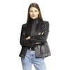 Outbrook Women's Stand Collar Lambskin Leather Jacket