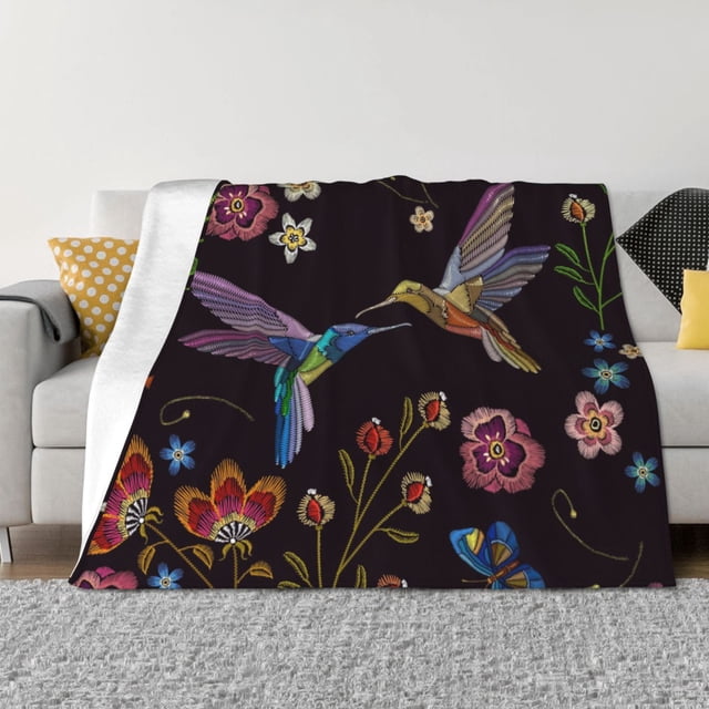 Fotbe Humming Bird Manta de Franela con Estampado, Manta Ultrasuave para Cama, Sofá, Auto, Hipoalergénica y Antibolitas-50"x40"