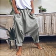 thumbnail image 2 of fartey Women's Harem Hippie Pants with Pockets Drawstring Elastic Waist Trousers Summer Roomy Fit Lounge Solid Color Trousers, 2 of 5