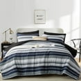 thumbnail image 2 of Flymme Striped Comforter Set Queen Size 7 Piece Bed in a Bag Blue Gray Patchwork Striped Comforter and Sheet Set Soft Microfiber Complete Bedding Set, 2 of 8