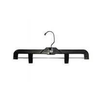 NAHANCO #2600PCBH 14" Black Heavy Weight Plastic Skirt/Pant Hangers with Black Hook (Pack of 100)