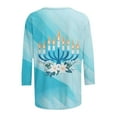 thumbnail image 5 of Craaazy Women's Loose Casual Round-Neck 3/4 Sleeve Hanukkah Print Tops Gifts, 5 of 5
