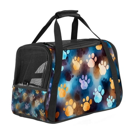 Dog Paw Print Carrier Bag with 900D Oxford Cloth Base and Nylon Webbing - 17x10x11.8 in - Travel-Friendly Design for s and Small Dogs