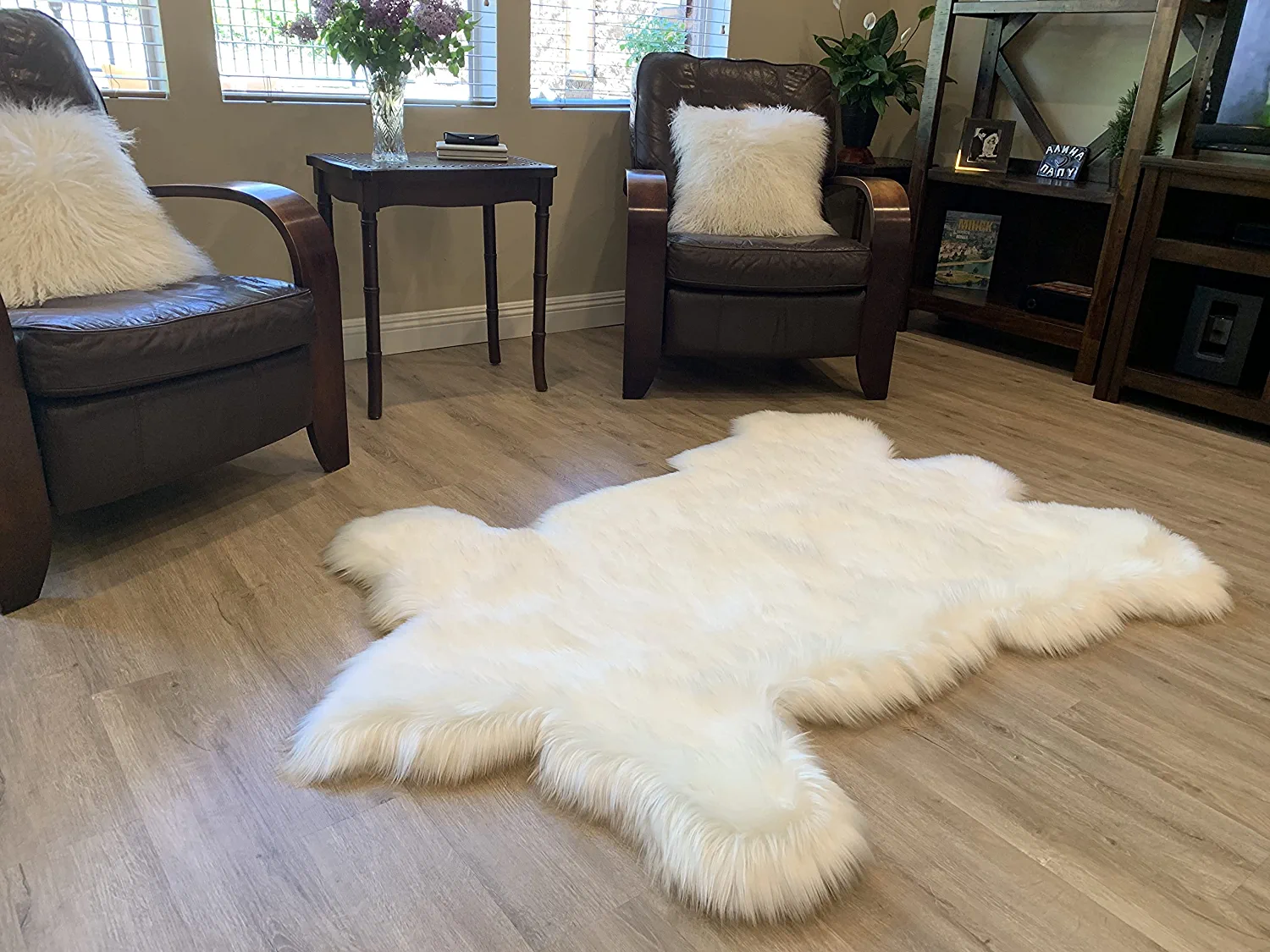 LAMBZY Faux Sheepskin Super Soft Hypoallergenic Silky Shag Bear Rug for